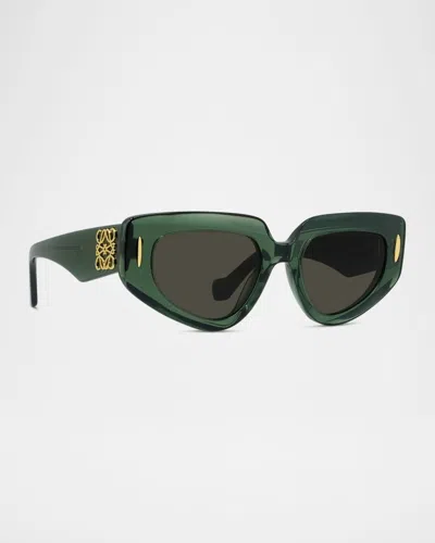 Loewe Womens Transparent Dark Gre Small Butterfly-frame Acetate Sunglasses In Green