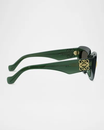 Loewe Womens Transparent Dark Gre Small Butterfly-frame Acetate Sunglasses In Green