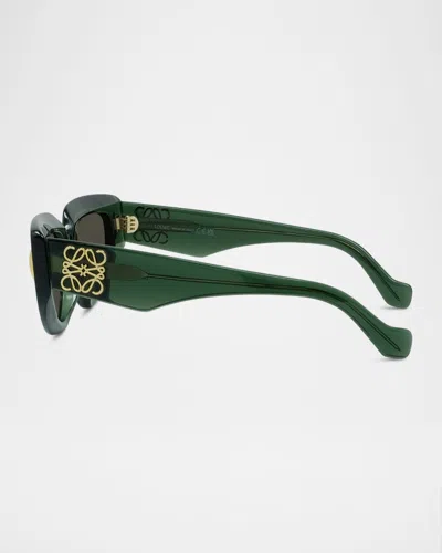 Loewe Womens Transparent Dark Gre Small Butterfly-frame Acetate Sunglasses In Green