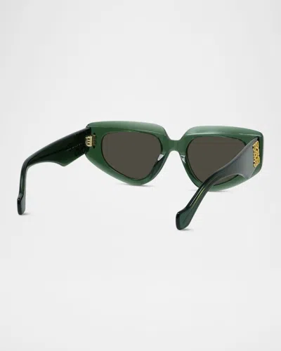 Loewe Womens Transparent Dark Gre Small Butterfly-frame Acetate Sunglasses In Green