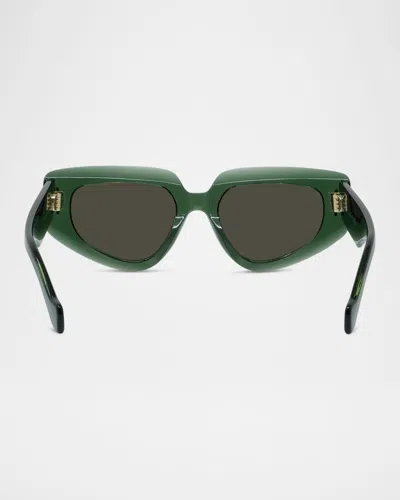 Loewe Womens Transparent Dark Gre Small Butterfly-frame Acetate Sunglasses In Green