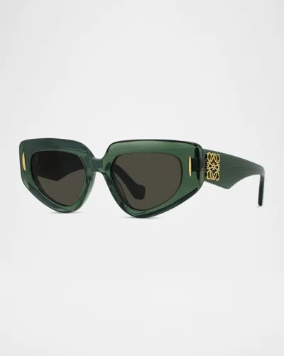 Loewe Womens Transparent Dark Gre Small Butterfly-frame Acetate Sunglasses In Green