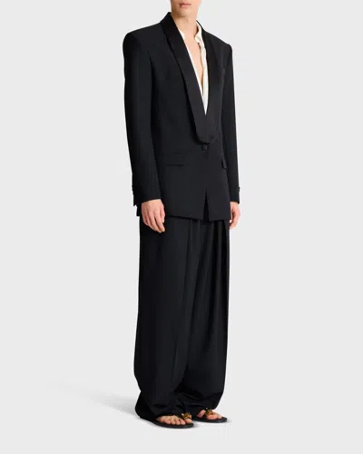 Balmain Single-breasted Shawl-lapel Blazer In Blue