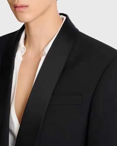 Balmain Single-breasted Shawl-lapel Blazer In Blue