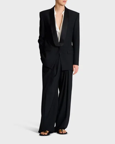 Balmain Single-breasted Shawl-lapel Blazer In Blue