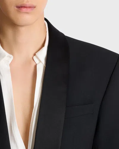 Balmain Single-breasted Shawl-lapel Blazer In Blue