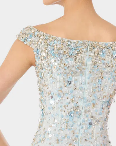 Jenny Packham Jessie Embellished Off-the-shoulder Gown In Blue