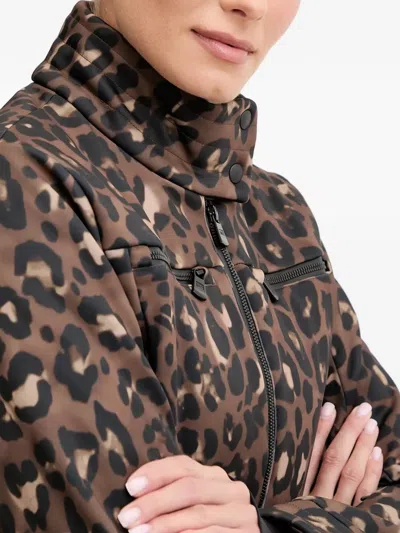 Ea7 Leopard-print Belted Ski Suit In Brown