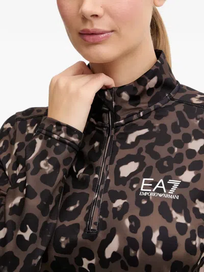 Ea7 Leopard-print Base Layer In Blue