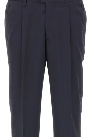 Devore Front-pleats Trousers In Blue