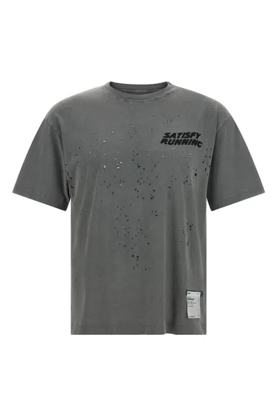 Satisfy Mothtech Destroyed Running T-shirt In Grey In Gray
