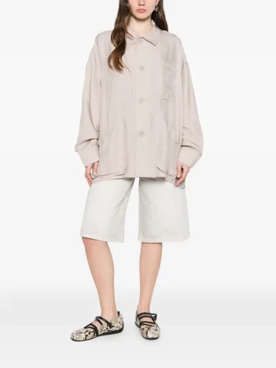 Y-3 Patch-pocket Overshirt In Neutral