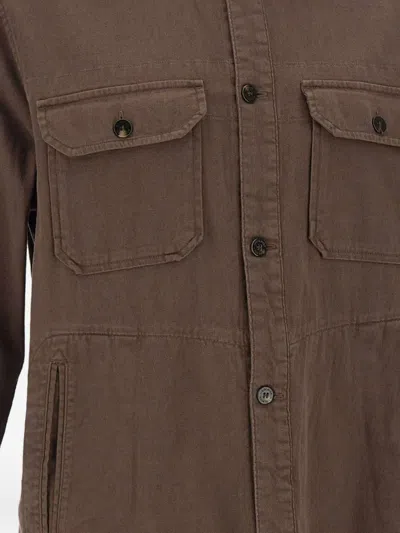 Woolrich Buttoned Pocket Coat In Brown