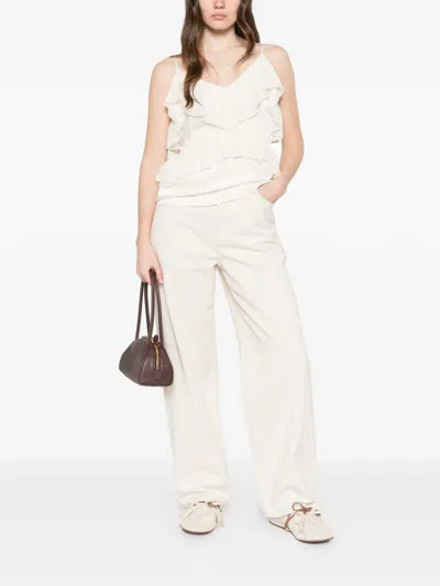 Dixie Ruffled V-neck Top In White