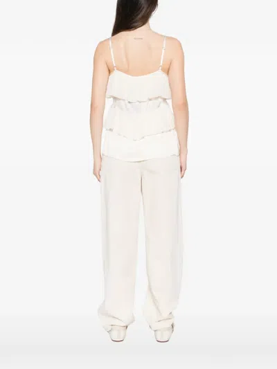 Dixie Ruffled V-neck Top In White