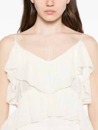 Dixie Ruffled V-neck Top In White