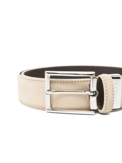 Canali Rectangular-buckle Belt In Neutral
