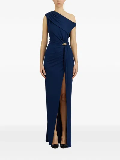Elisabetta Franchi Red Carpet Oltremare Asymmetric Dress In Blue