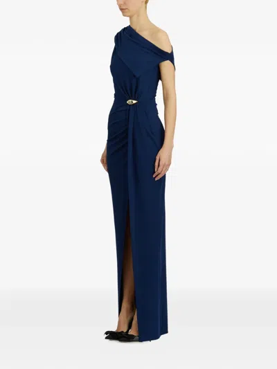 Elisabetta Franchi Red Carpet Oltremare Asymmetric Dress In Blue