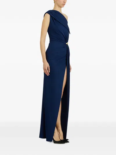 Elisabetta Franchi Red Carpet Oltremare Asymmetric Dress In Blue