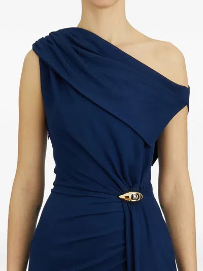 Elisabetta Franchi Red Carpet Oltremare Asymmetric Dress In Blue