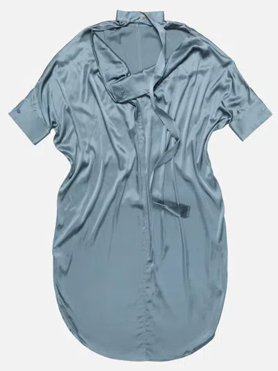 Acne Studios Satin Backless Dress In Blue