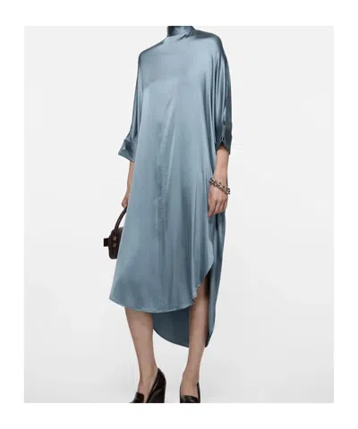 Acne Studios Satin Backless Dress In Blue