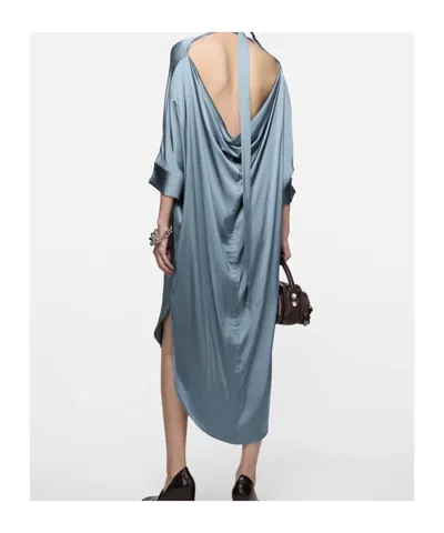Acne Studios Satin Backless Dress In Blue