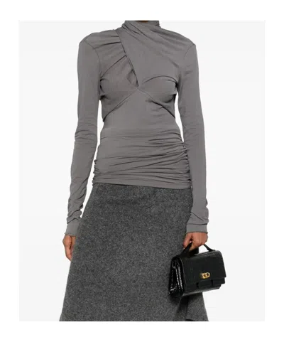 Entire Studios Draped Blouse In Gray