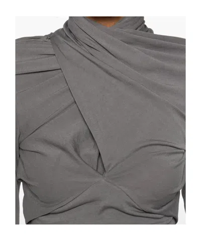 Entire Studios Draped Blouse In Gray