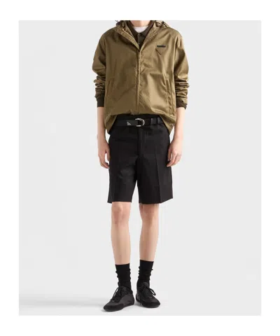 Prada Triangle-patch Shorts In Black