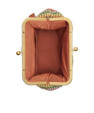 Coach Large Weave Straw Kisslock Frame Bag 27 Multi