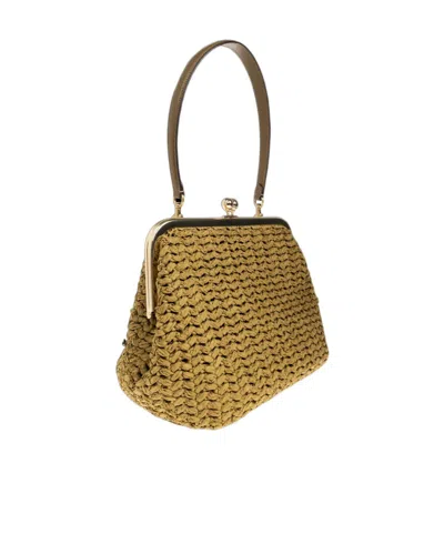 Coach 27 Kisslock Frame Interwoven Tote Bag In Brown