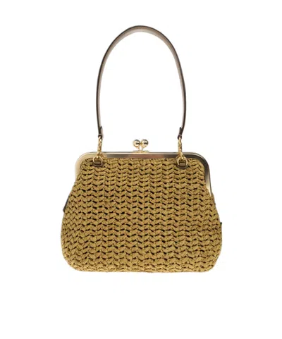 Coach 27 Kisslock Frame Interwoven Tote Bag In Brown