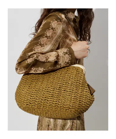 Coach 27 Kisslock Frame Interwoven Tote Bag In Brown