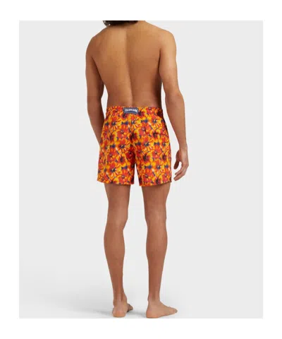 Vilebrequin Drawstring Floral-print Swim Shorts In Orange