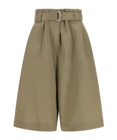 Brunello Cucinelli Pleated Bermuda Shorts Belted Waist Pockets In Green