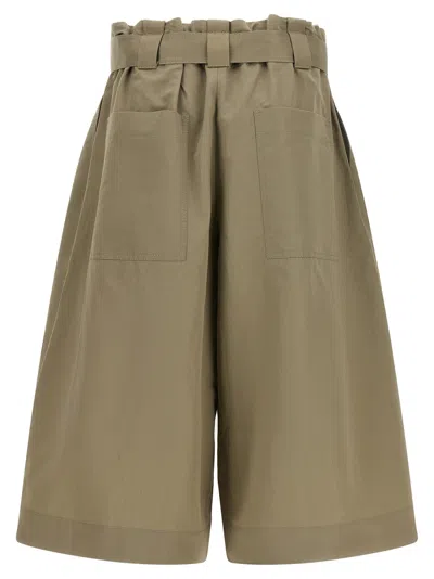 Brunello Cucinelli Pleated Bermuda Shorts Belted Waist Pockets In Green