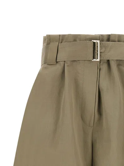Brunello Cucinelli Pleated Bermuda Shorts Belted Waist Pockets In Green