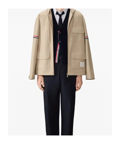Thom Browne Armband Oversized Parka In Neutral