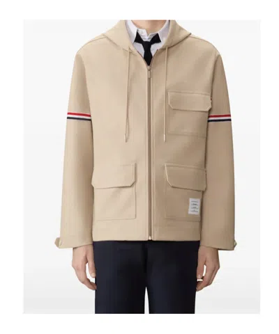 Thom Browne Armband Oversized Parka In Neutral
