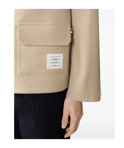 Thom Browne Armband Oversized Parka In Neutral