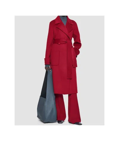 Joseph Womens Mulberry Spencer Belted-waist Wool And Cashmere Coat In Red