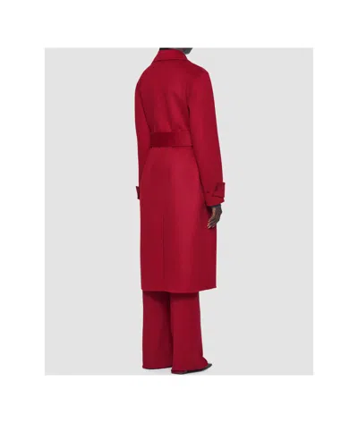 Joseph Womens Mulberry Spencer Belted-waist Wool And Cashmere Coat In Red