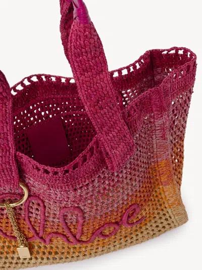 Chloé Womens Multicolor Orange Summer Banana East-west Raffia Tote Bag In Pink