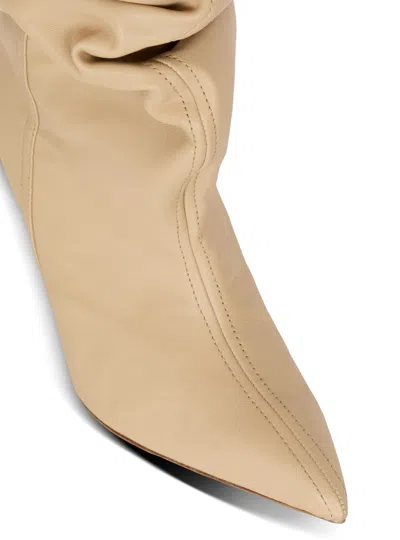 Balmain No Wedge Smooth Leather Ankle Boots In Neutral