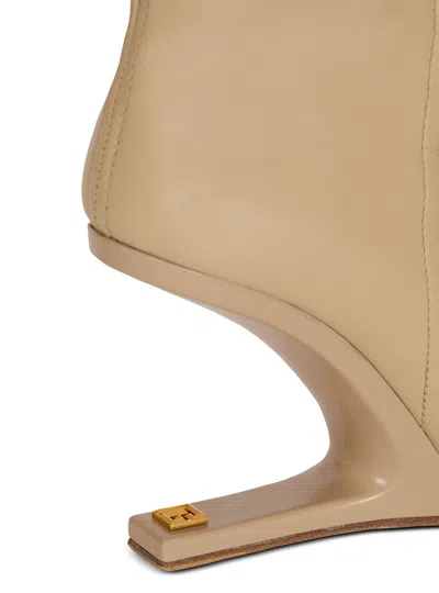 Balmain No Wedge Smooth Leather Ankle Boots In Neutral