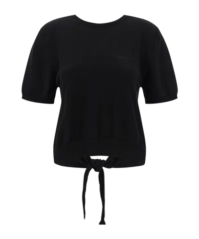 Ganni Black Bare Back Sweater In Black