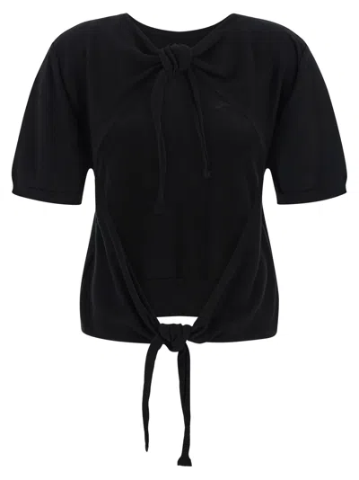 Ganni Black Bare Back Sweater In Black