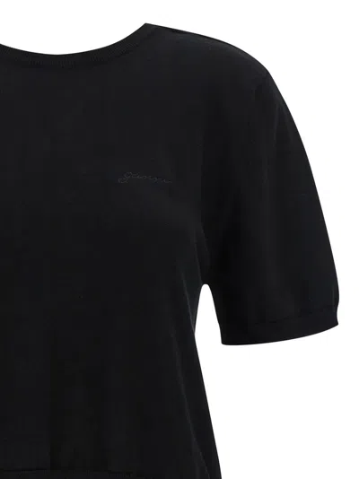 Ganni Black Bare Back Sweater In Black